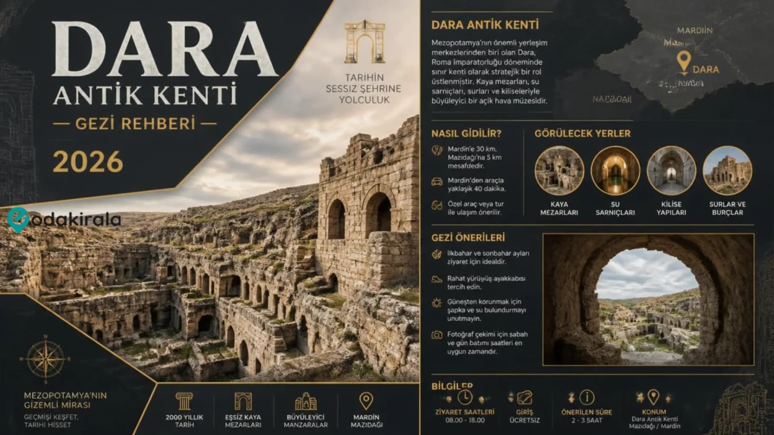 Dara Antik Kenti Gezi Rehberi 2026 | Giriş Ücretsiz, Ziyaret Saatleri ve Ulaşım