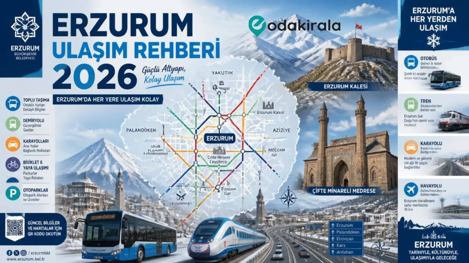 Erzurum Ulaşım Rehberi 2026 : Havalimanından Palandöken'e Şehri Çözmenin Yolları